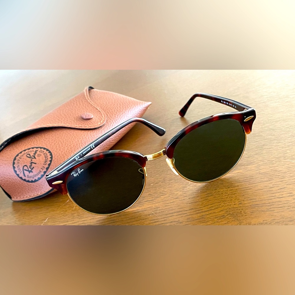 Rayban Custom Tortoise Shell Round Frame Sunglass… - image 1